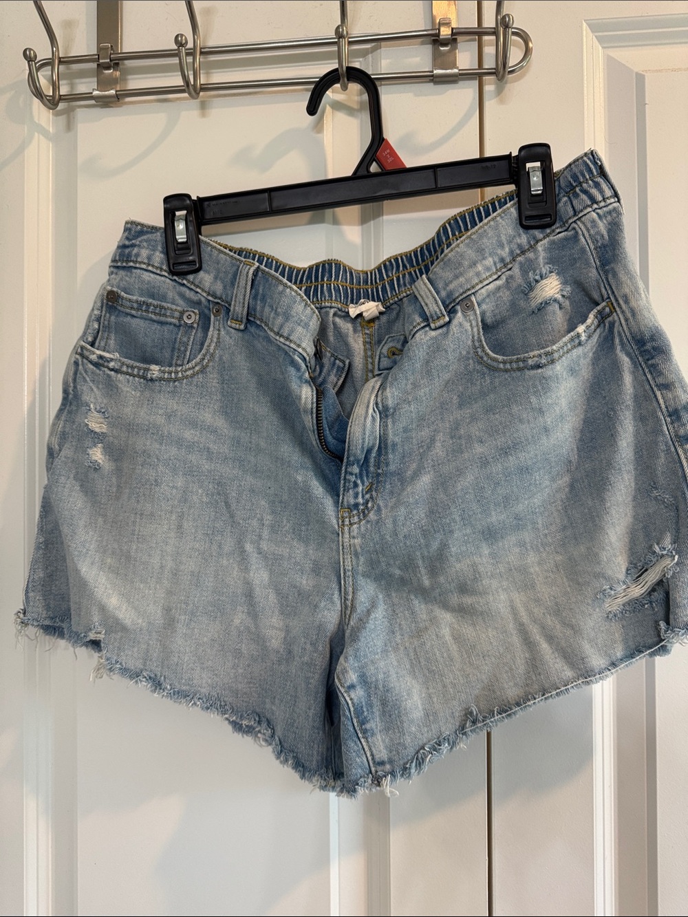 aerie Light Blue Distressed Denim Cutoff Shorts